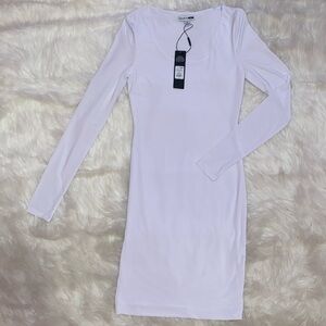 Fashion Nova White Long Sleeved Mini Dress